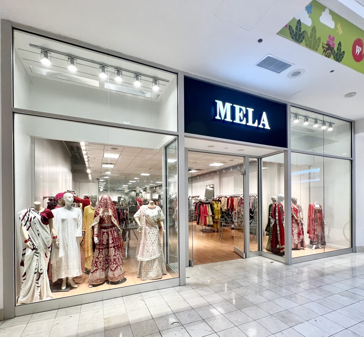 Mela storefront at Westfield Montgomery Mall in Bethesda